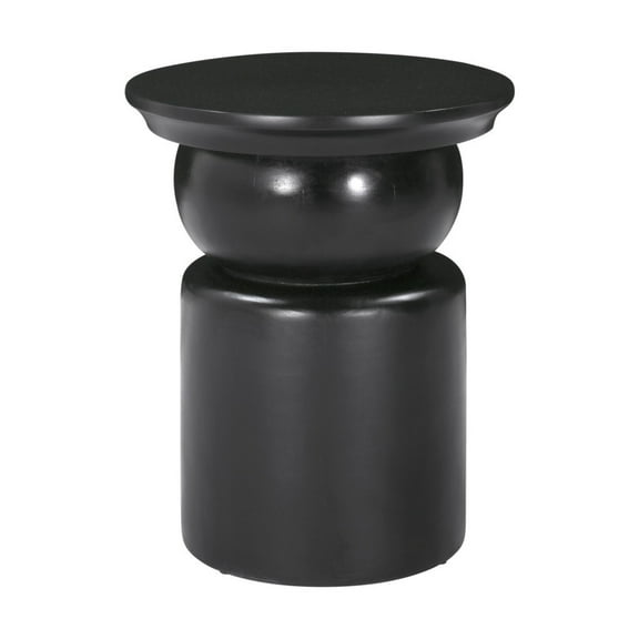 HomeRoots 556532 20 in. Black Solid Wood Round Drum End Table