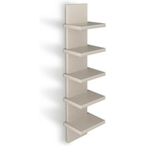 5 Tier Wall Shelves Mourning Gray, Vertical Column Shelf Floating Storage Home Decor Organizer Tall Tower Design Utility Shelving Bedroom Living Room