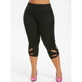 thumbnail image 6 of Rosegal for Women Metal Ring Cut Out Capri Plus Size Leggings Black 4XL, 6 of 7