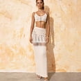thumbnail image 3 of Conjuntos de pareo de punto de crochet informales TEELYNN para mujer, top corto calado vintage, faldas de bikini de cintura alta, trajes de playa bohemios de verano, 3 of 5