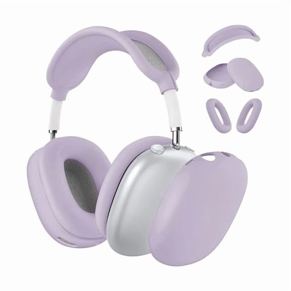 AirPods Max Silicone Case – Clear Sparkle Protective Cover, Soft & Shockproof, Scratch-Resistant, Easy to Install, Full Protection for Apple AirPods Max Headphones(Lavender)