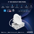 thumbnail image 7 of LUXRITE 3 In. LED ECO Backlit Mini Panel Light, 5CCT 2700K-5000K, 660LM, 8W, 100 Beam, Dimmable ETL & Wet Rated 16 Pack, 7 of 7