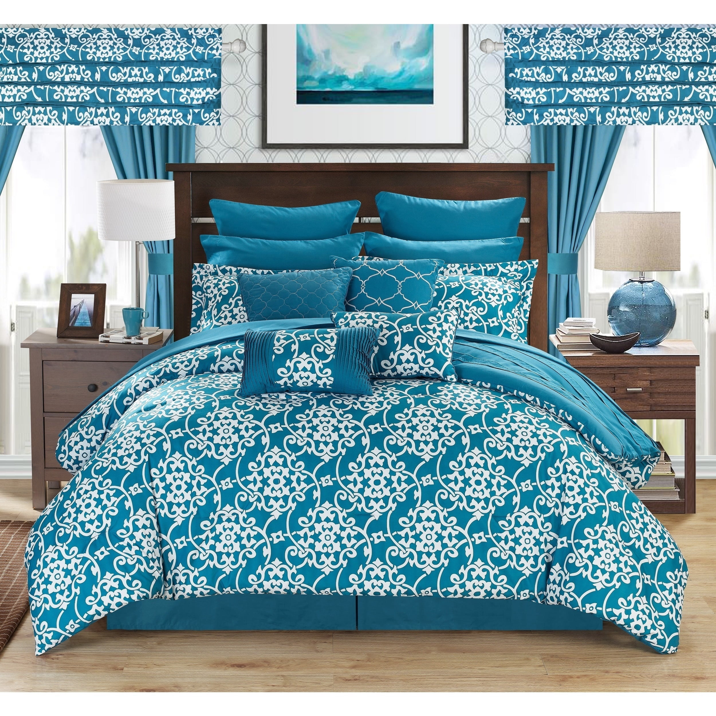 Josie Teal 24piece Bed in a Bag with Sheet Set