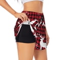 thumbnail image 2 of Bixox Women's Christmas Buffalo Plaid pattern 2 in 1 Running Shorts - Lightweight Athletic Workout Gym Yoga Shorts Liner with Pockets -, 2 of 7