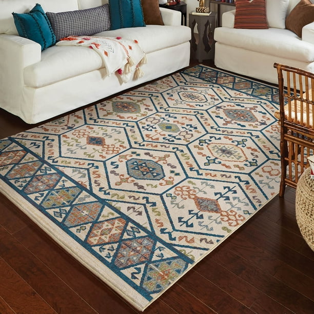 Orian Rugs Mardi Gras Distressed Bohemian Durban Denim Area Rug