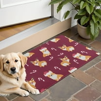Christmas Corgi Door Rugs,Washable Non Slip Door Mats Indoor,Decorative Door Mats,Entry Mat Indoor for Entrance,Bedroom,Kitchen,Bathroom,16"x24"