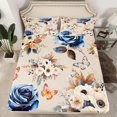 thumbnail image 2 of Manfei Adults Female Girls Floral Rose Butterflies Twin Sheet Sets 3pcs,Spring Garden Twin Fitted Sheet Microfiber,Vintage Aesthetics Breathable Flat Sheet,Super Cozy Room Decor, 2 of 7