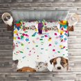thumbnail image 2 of Ambesonne Happy Birthday Quilted Coverlet 3 Pcs, Cat and Dog Party, Queen Size, Multicolor, 2 of 2