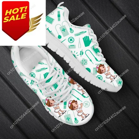 

Divertente cartone animato infermiera ragazza modello donna appartamenti scarpe primavera autunno maglia Lace Up Sneaker calzatu