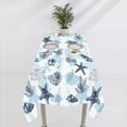 thumbnail image 6 of Nautical Coastal Table Cloth, Blue and White Undersea Starfish Seashell Coral Ocean Beach Tablecloths for Outdoor Picnic, Rectangle(55x55in), 6 of 6