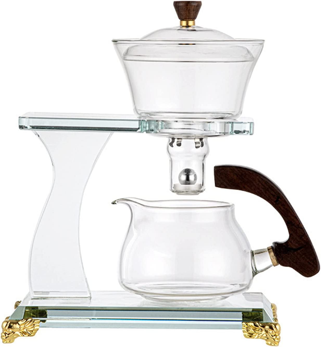 Chinese Lazy Kungfu Tea Set Semiautomatic Glass Teapot Water Diversion