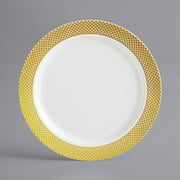 Gold Visions 6" Bone / Ivory Plastic Plate with Gold Lattice Design - 150/Case