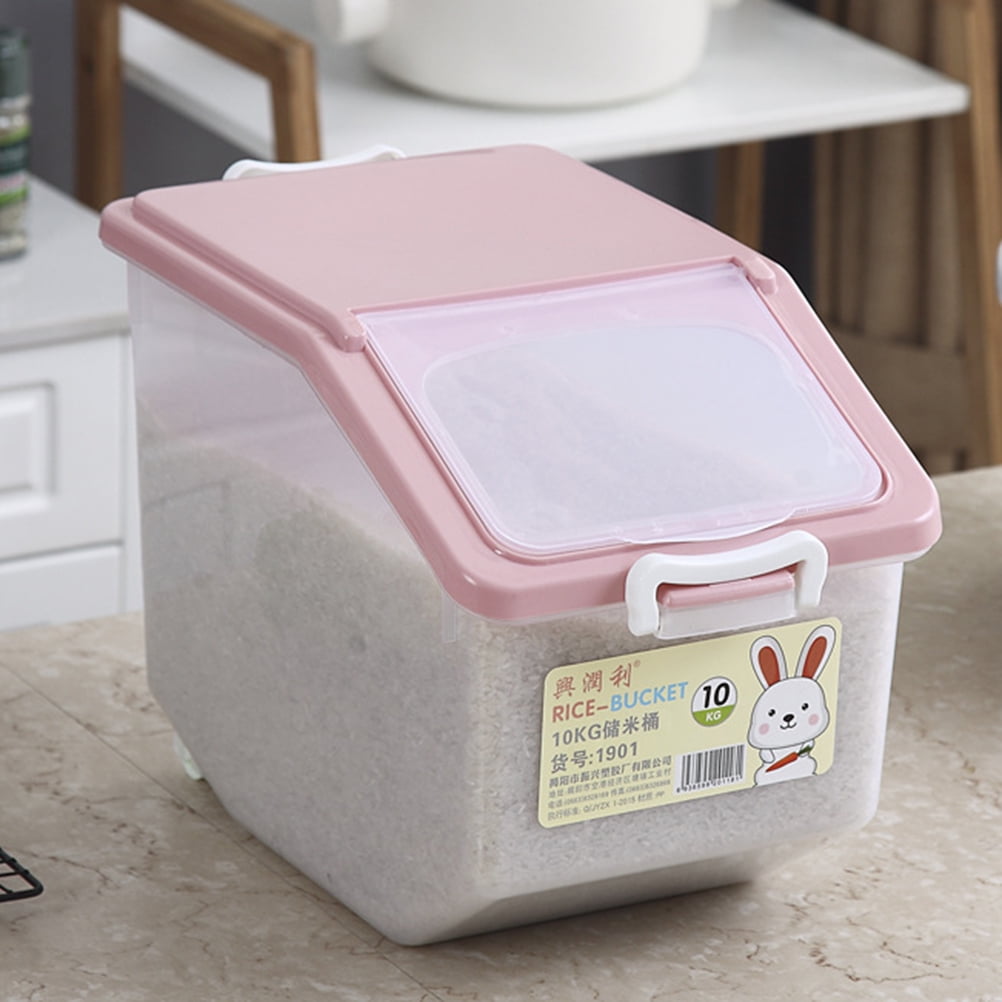 Kitchen Flour Box with Wheels Seal Locking Lid PP Rice Storage Container  Food Containers ((33Ib /