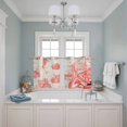 thumbnail image 3 of Coastal Red Kitchen Curtains Small Short 39 Inch Length, Nautical Coral Seahorse Starfish Shell Grommet Top Bedroom Living Room Curtains, Light Filtering Cafe Curtain Drapes 2 Panels Set 55''x39'', 3 of 9