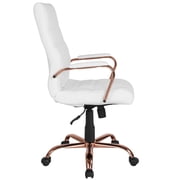 Flash Furniture Whitney High-Back Swivel LeatherSoft Desk Chair with Armrests, White/Rose Gold