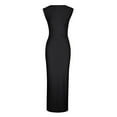 thumbnail image 6 of Ruched Mock Neck Bodycon Dress for Women Elegant Summer Sleeveless Midi Cocktail Party Pencil Dresses, 6 of 7