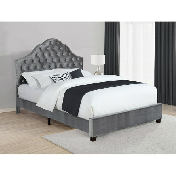 Abbeville Queen Upholstered Bed With, Queen Tufted Headboard Gray