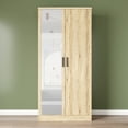 thumbnail image 2 of Better Home Products Harmony Two Door Armoire Wardrobe w / Mirror in Natural Oak, 2 of 6