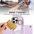 thumbnail image 5 of Funda de cuero con correa para el hombro para iPhone, funda de lujo con cremallera para tarjetas, 11, 12, 13, 14, 15, 16 Pro Max Plus, funda con cordón para teléfono, 5 of 5