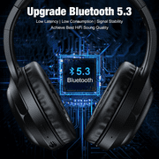 Headphones, AUOSHI Active Noise Cancelling Headphones, 55H Playtime, Over Ear Wireless Bluetooth5.3 Headphones with Mic, Blocks Engine Noise, Black