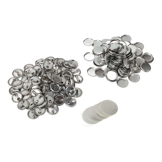 Pin Back Button Parts, 100 Sets Round Shape Smoothly Surfaces Blank Button Badge Parts Set For DIY 25mm/1.0in,32mm/1.3in