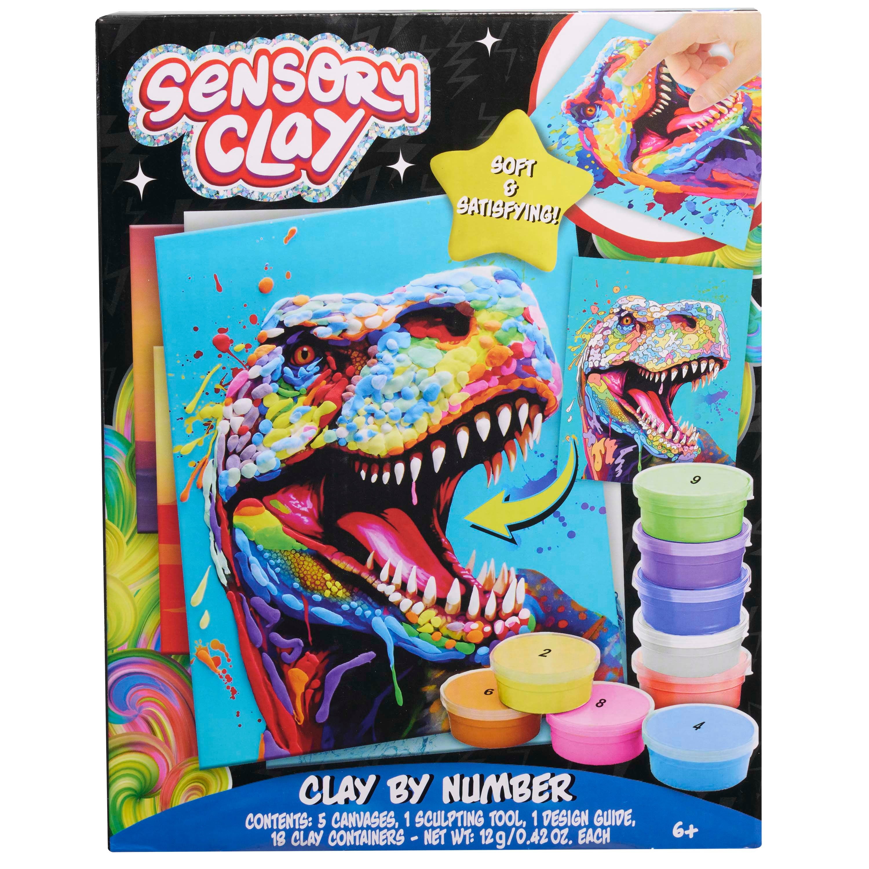 (3 pack) Sensory Clay by Number Dinosaur & Friends