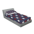 thumbnail image 2 of Prehistoric Country Fitted Sheet & Pillow Sham Set, Symmetric Star United States Independence Freedom Theme, Decorative Printed 4 Piece Bedding Decor Set, Twinxl, Dark Blue White Ruby, by Ambesonne, 2 of 3