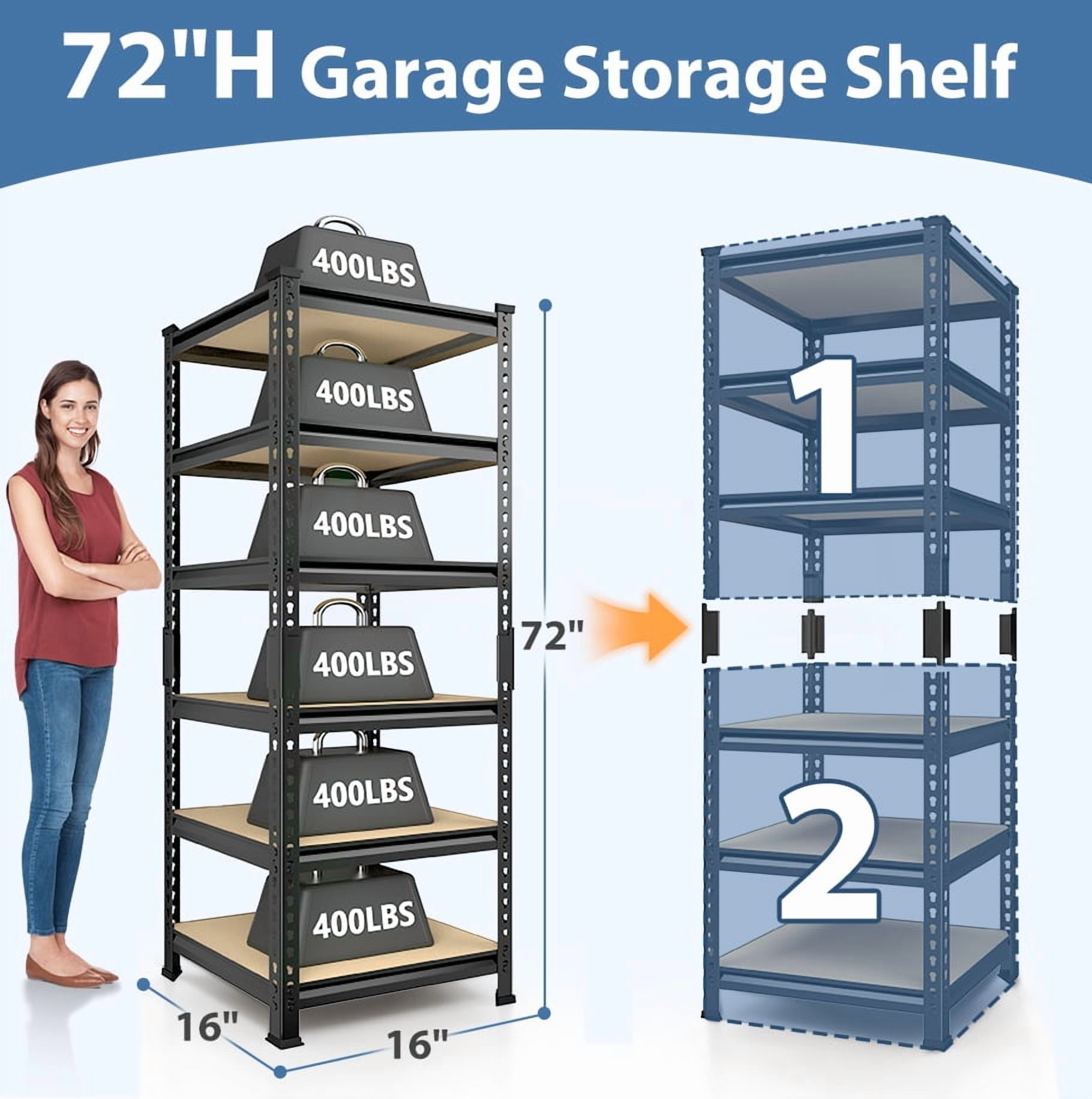 Prilinex 6 Tier Storage Shelves Garage Shelving 16