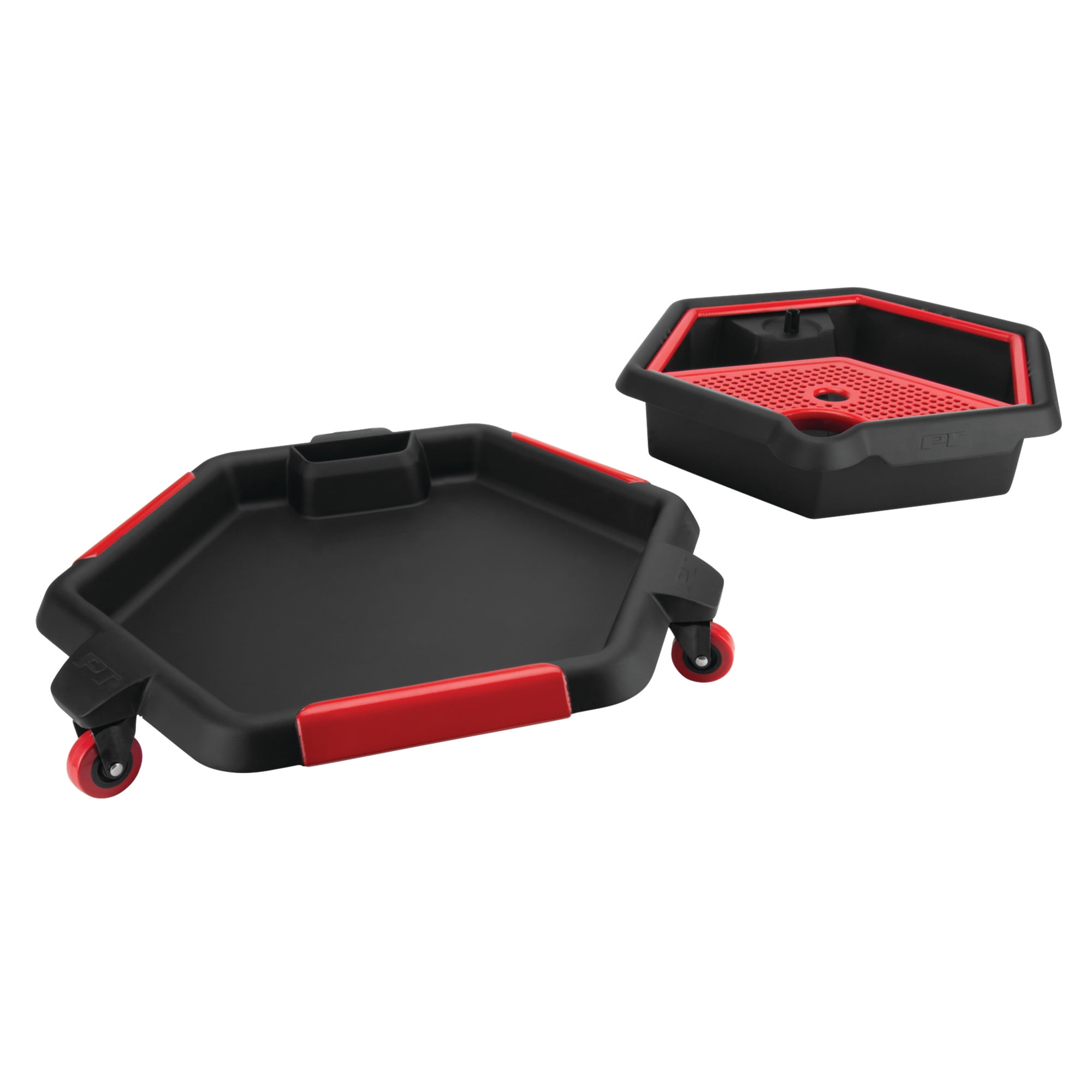 Performance Tool W4074 2 in 1 Drain Pan and Tool Caddy - Conveniently Collects Oil and Organizes Tools for Automotive Repairs