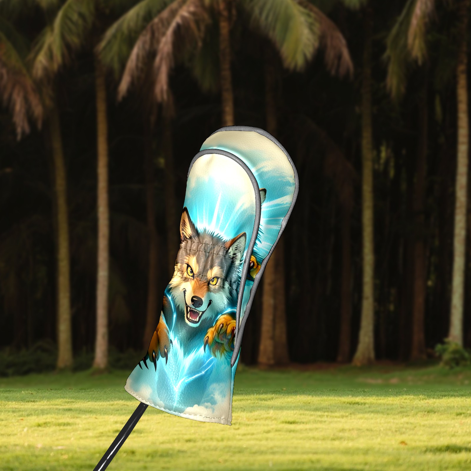 Golf Club Covers, Wolf Premium PU Leather Driver Hybrid Putter Head Covers with Velvet Lining, Waterproof Golf Gifts for Men Women