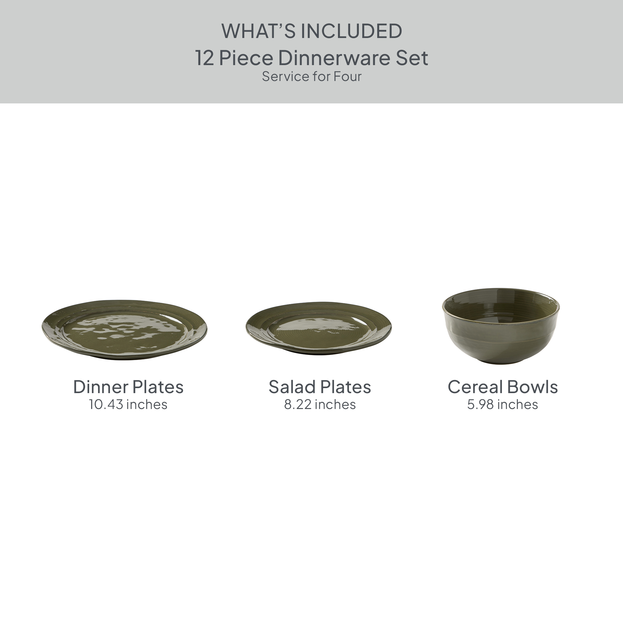 Better Homes & Gardens Artisan Stoneware Dinnerware Set, Green, 12-Piece photo 2
