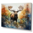 thumbnail image 2 of Designart "Colorful Moose Majestic painting" Animals Wall Art Print, 2 of 5