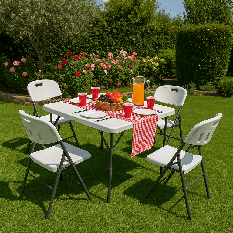 Fenbeli Piece Folding Table and Chairs, Portable Event Card