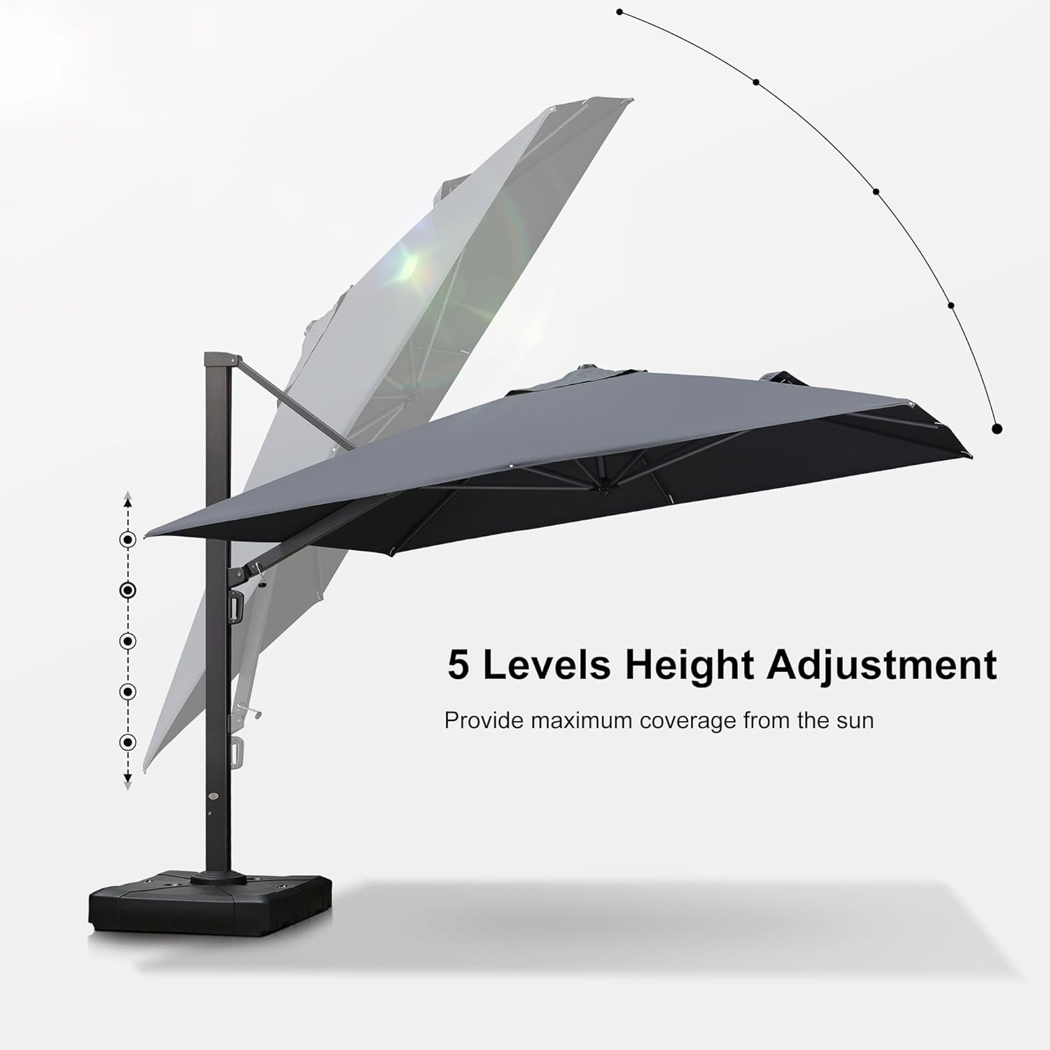 PURPLE LEAF Outdoor Offset Umbrella 9' X 12' Rectangle Large Aluminum Patio Umbrella with 360-degree Rotation Cantilever Umbrella for Garden Outdoor Pool, Grey