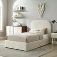 thumbnail image 2 of Platform Bed Frame, Twin Size, White, Velvet, Bedroom, Modern Contemporary Boutique HB36799, 2 of 9
