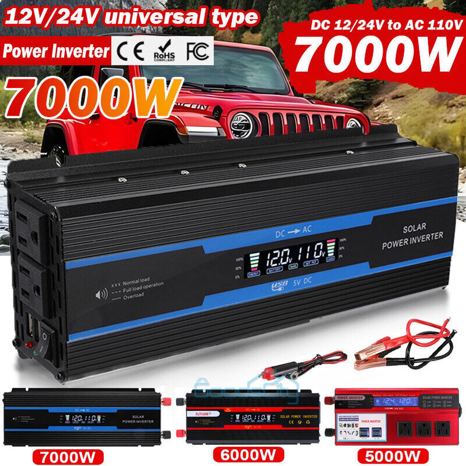 7000W Inversor de corriente para Carro Auto Convertidor solar DC 12/24V a AC110V