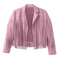 thumbnail image 3 of Gaexia Fringe Jacket for Girls Kids Cowgirl Western Tassels Motorcycle Cardigan Cropped Coats Sizes 5-14 Years Fringe Jacket, 3 of 7
