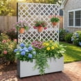 thumbnail image 1 of YUSAZENS Galvanized Steel Metal Planter Box, 2-Piece Screen Set, Outdoor Planter with Privacy Screen White With Wheels, 1 of 8