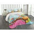 thumbnail image 3 of Ambesonne Ice Cream Quilted Bedspread Set 3 Pcs, Dessert Land, King Size, Multicolor, 3 of 5