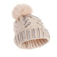 thumbnail image 2 of Awdenio Beanies Hats Mom And Baby Rhinestone Knitting Wool Hemming Hat Keep Warm Winter Ball Hat Cap, 2 of 4