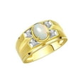 thumbnail image 3 of RYLOS Men's Rings Yellow Gold Plated Silver Rings Classic Designer Style 8X6MM Oval Gemstone &  Diamond Ring Opal October Birthstone Rings For Men Size 8, 3 of 7