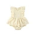 thumbnail image 2 of Franhais Newborn Baby Girls Summer Romper, Infant Solid Color Ruffle Sleeveless Jumpsuit with Lace, 2 of 8