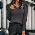 thumbnail image 6 of IROINNID Reduced Womens Sweater V-Neck Pullover Sweater Solid Color Comfy Mid-Length Long Sleeve Thin Puff Sweaters, 6 of 7