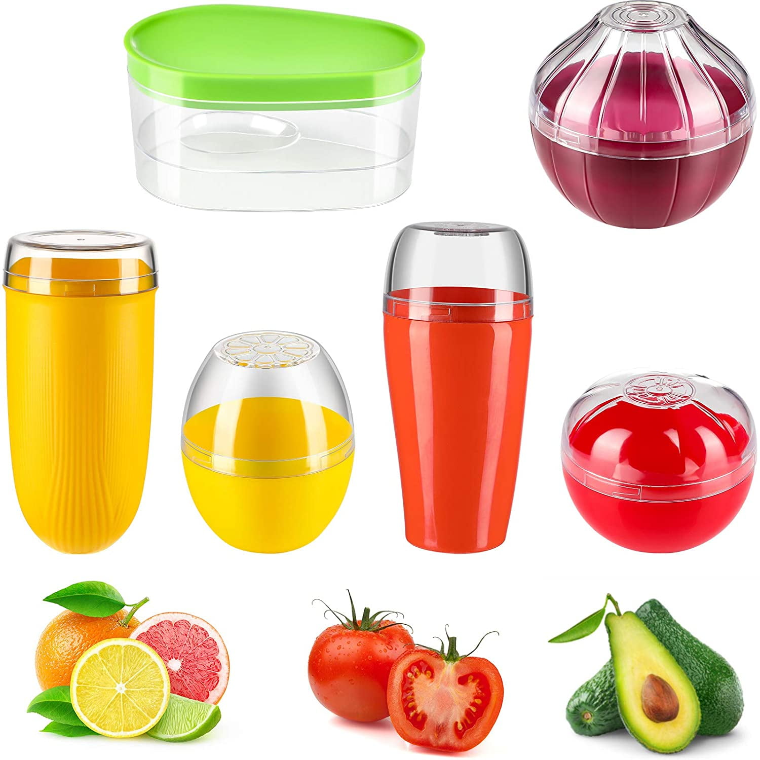 6 Pieces Fruit and Vegetable Storage Containers Reusable Plastic