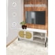 thumbnail image 3 of RED VELVET Mueble para TV Moderno, 2 Puertas con Ratán, 2 Estantes, Color Gris y Negro, Patas Metálicas, 3 of 7