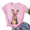 thumbnail image 2 of Penkiiy Chemise Imprimée à Manches Courtes Col Rond pour Femmes de Pâques L Rose, 2 of 4