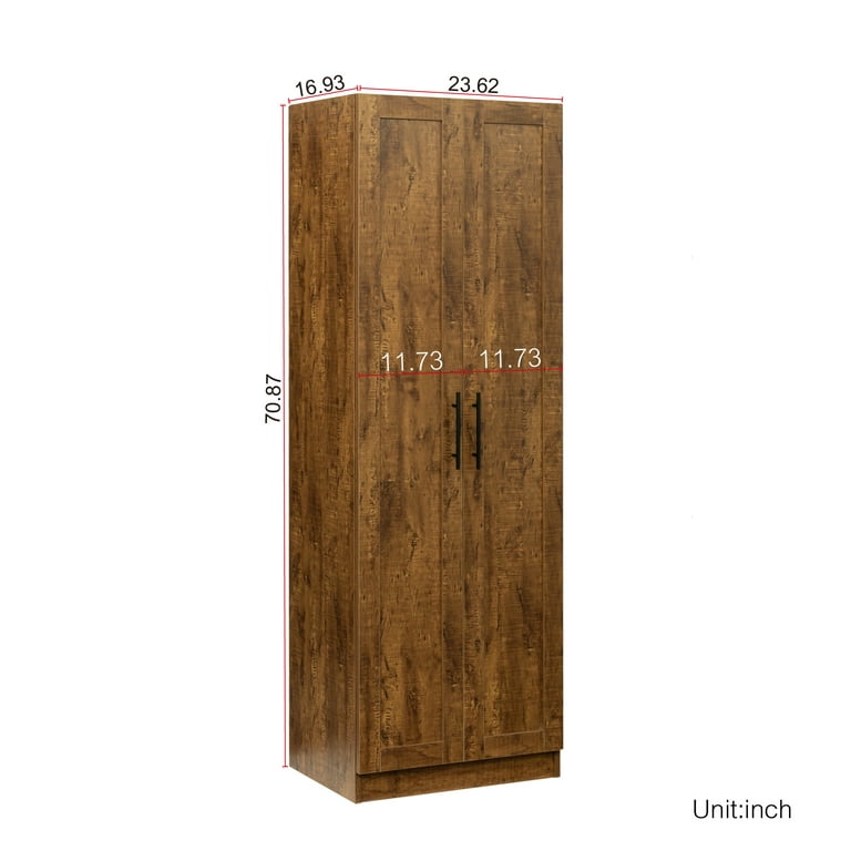 70.87 Tall Wardrobe & Kitchen Cabinet, Freestanding Storage Cabinets with  2 Doors and 3 Partitions Modern Wardrobe Armoire Closet with 4 Storage