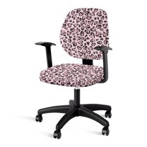 FKELYI Pink Love Leopard Print Office Chair Slipcover for Backrest & Cushion Seat 2 Pcs Stretchable Swivel Computer Chair Cover Dustproof Armchair Protector for Home Office
