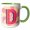 Green/White, variant on 3drose, Colorful Image of Letter D, 11oz Magic Transforming Mug