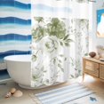 thumbnail image 5 of No Hook Shower Curtain, Sage Green Flower Shower Curtains for Bathroom with See Through Top Window, Watercolor Gradient Retro Floral Waterproof & Washable Bath Curtain Extra Long 72"x96", 5 of 9